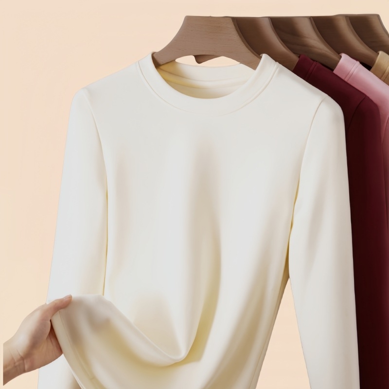 Ženski slim-fit topla majica s flisom, dugi rukav – pogodna kao vanjski ili osnovni sloj