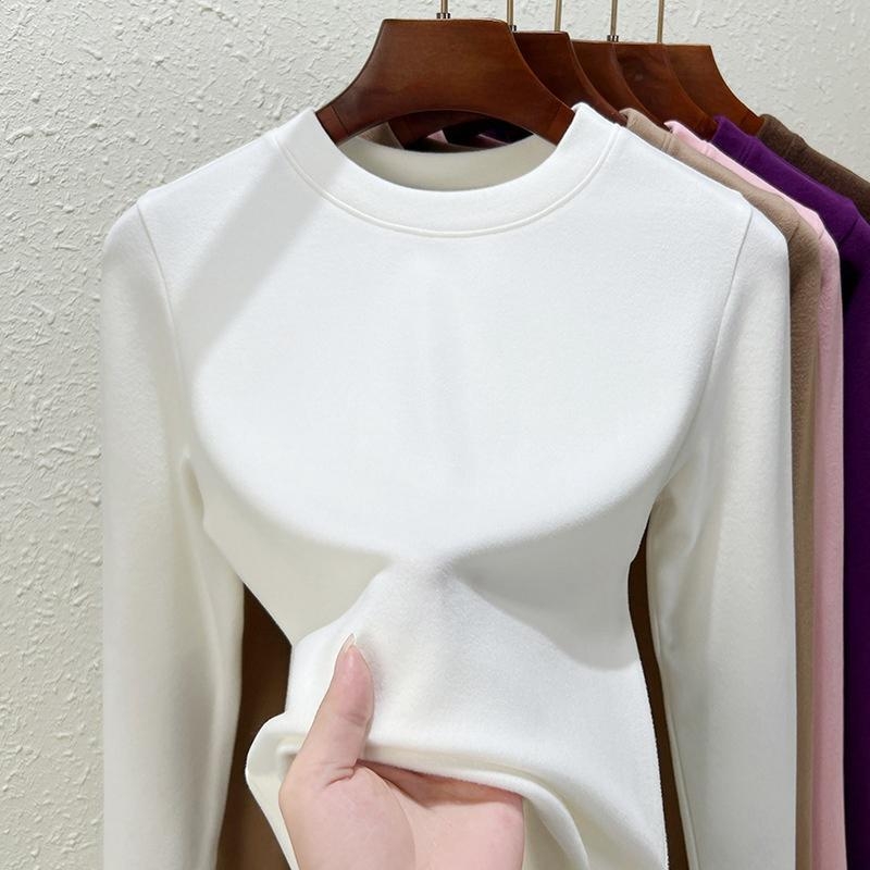Ženski slim-fit topla majica s flisom, dugi rukav – pogodna kao vanjski ili osnovni sloj