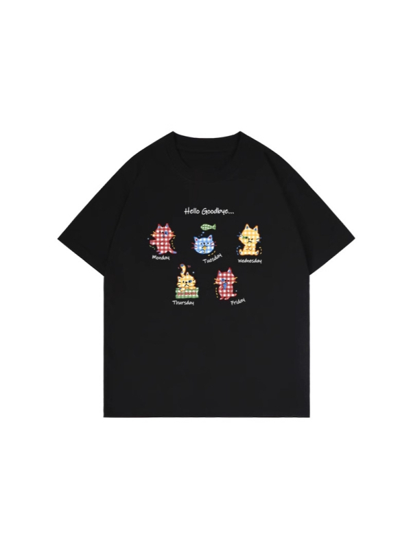 Damski bijeli pamukasti T-shirt kratkih rukava, američki stil, ležerni oversize kroj, okrugli izrez, print s tekstom.