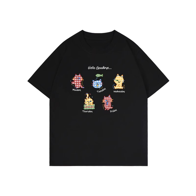 Damski bijeli pamukasti T-shirt kratkih rukava, američki stil, ležerni oversize kroj, okrugli izrez, print s tekstom.