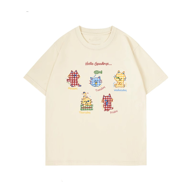 Damski bijeli pamukasti T-shirt kratkih rukava, američki stil, ležerni oversize kroj, okrugli izrez, print s tekstom.