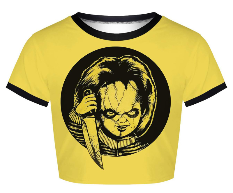 Дамска прилепнала късръкавна T-shirt с 3D принт, полиестер/еластан, ежедневен стил