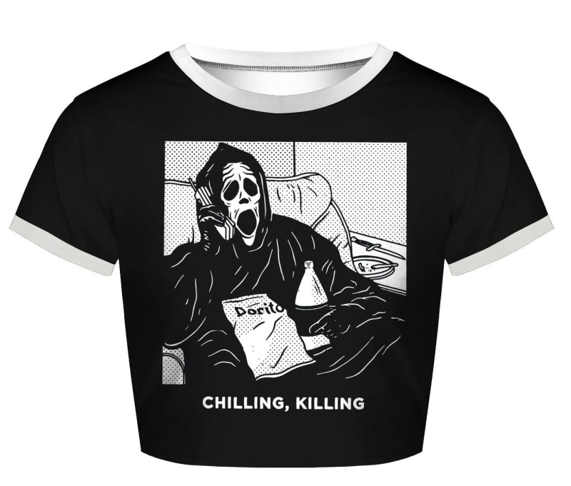 Дамска прилепнала късръкавна T-shirt с 3D принт, полиестер/еластан, ежедневен стил