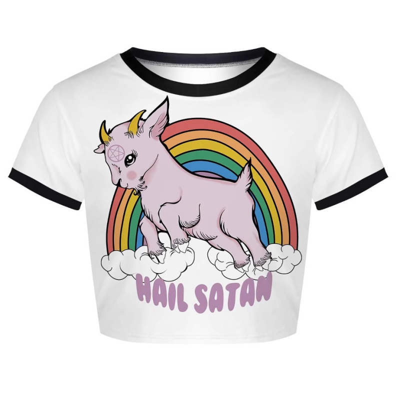 Дамска прилепнала късръкавна T-shirt с 3D принт, полиестер/еластан, ежедневен стил