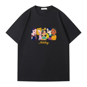 Ženski T-shirt kratkih rukava u japanskom stilu s tiskom teksta, ljeto 2026, udoban slobodan kroj