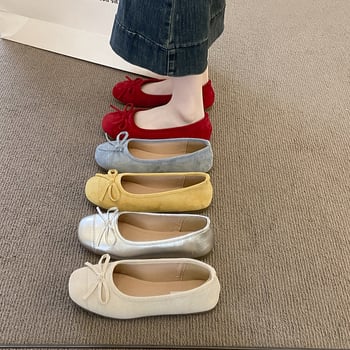 Ženske balerinke s mašnicom, slip-on ravne, japanski stil baka, proljeće-ljeto