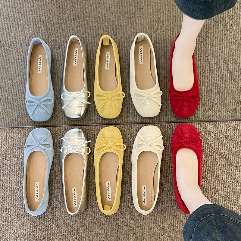 Ženske balerinke s mašnicom, slip-on ravne, japanski stil baka, proljeće-ljeto