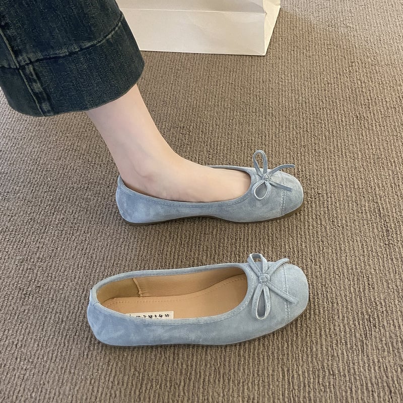 Ženske balerinke s mašnicom, slip-on ravne, japanski stil baka, proljeće-ljeto