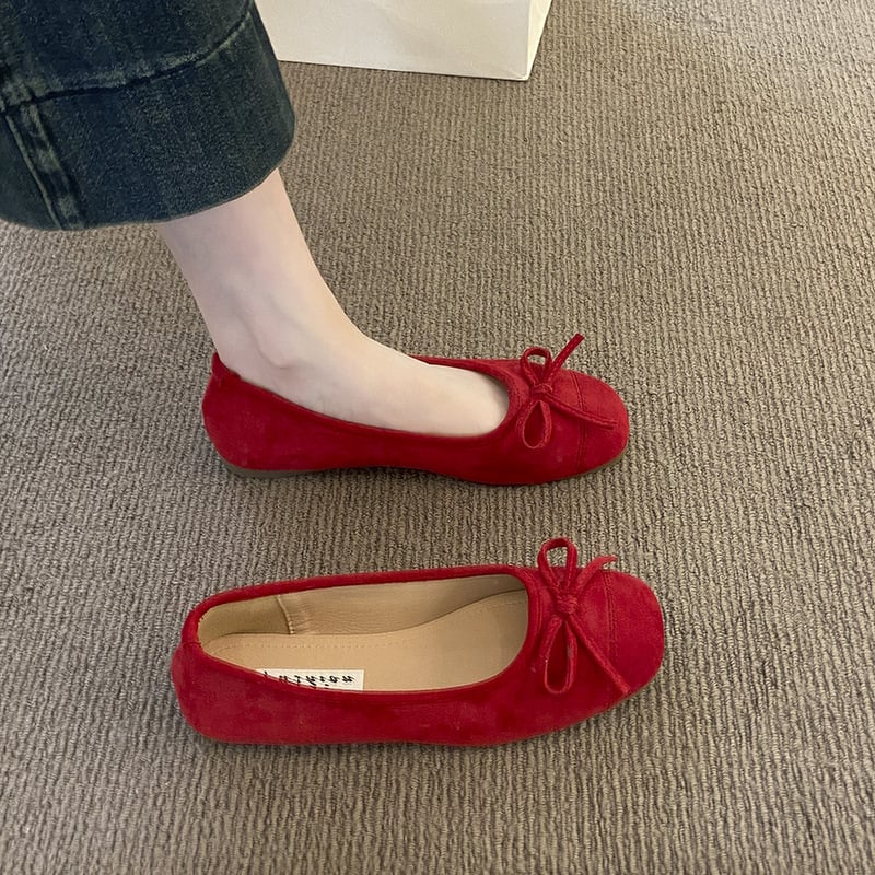 Ženske balerinke s mašnicom, slip-on ravne, japanski stil baka, proljeće-ljeto