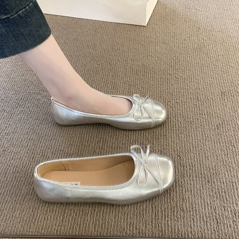 Ženske balerinke s mašnicom, slip-on ravne, japanski stil baka, proljeće-ljeto