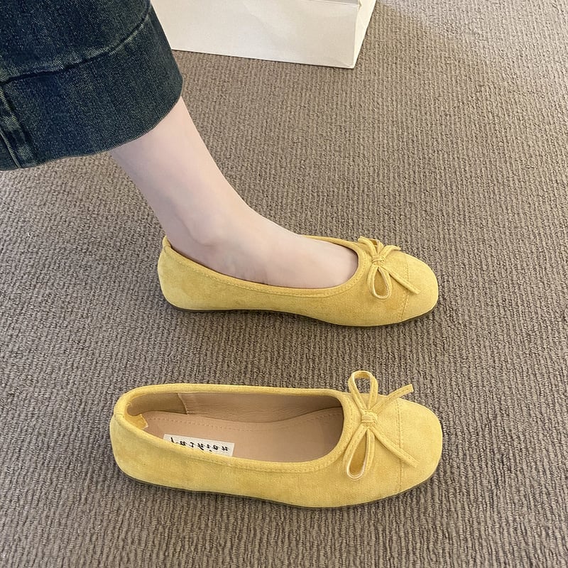 Ženske balerinke s mašnicom, slip-on ravne, japanski stil baka, proljeće-ljeto