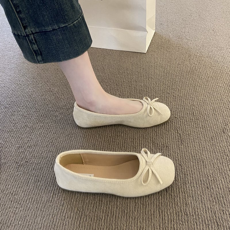 Ženske balerinke s mašnicom, slip-on ravne, japanski stil baka, proljeće-ljeto
