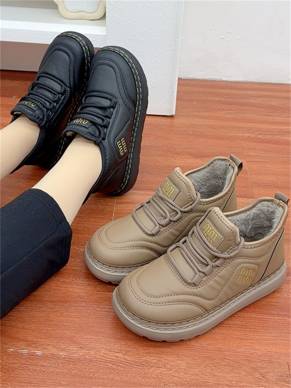 Pantofi de damă din bumbac, căptușiți cu fleece, ușori și comozi, casual, cu talpă joasă