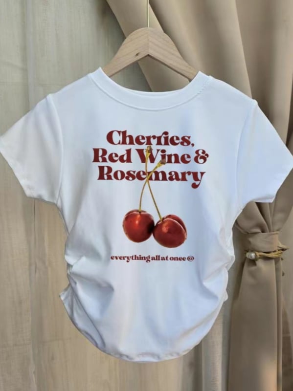 Ženski kratki T-shirt s okruglim izrezom, tisk slovima, kratka duljina — ljeto 2025