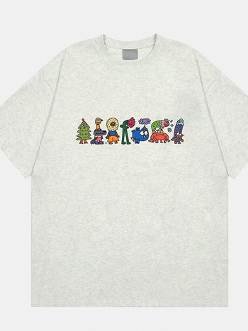Ženski pamučni T-shirt s printsom anime i crtića, kratki rukavi, udoban široki kroj, svakodnevno nošenje