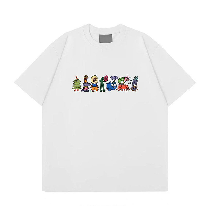 Ženski pamučni T-shirt s printsom anime i crtića, kratki rukavi, udoban široki kroj, svakodnevno nošenje