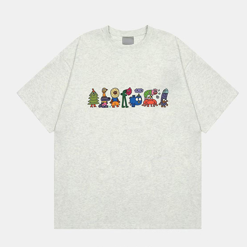Ženski pamučni T-shirt s printsom anime i crtića, kratki rukavi, udoban široki kroj, svakodnevno nošenje
