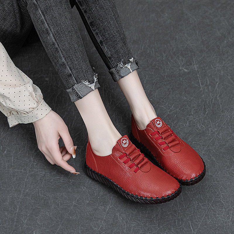 527-3 Női Slip-On cipő, első réteg marhabőrből, puha talppal, mindennapi casual, retro stílus