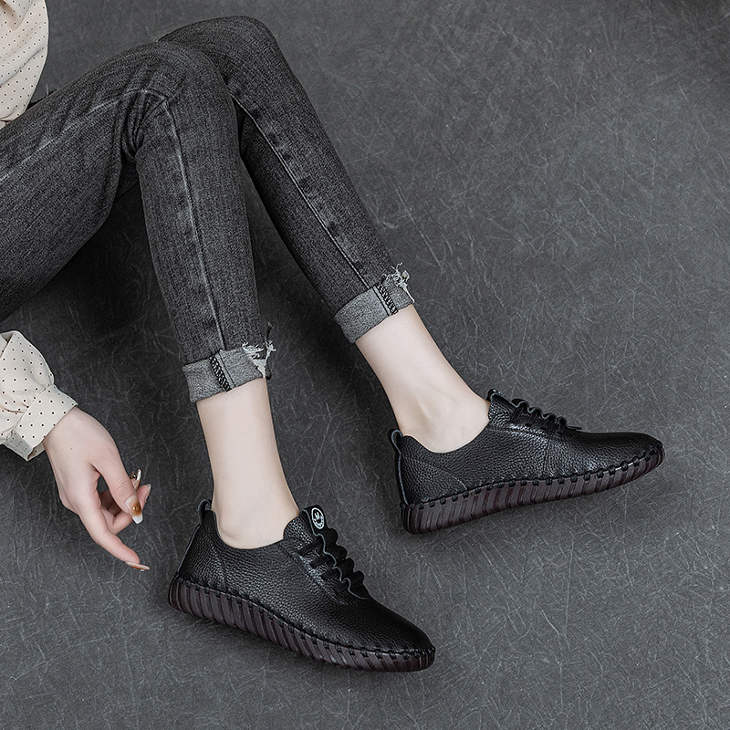 527-3 Női Slip-On cipő, első réteg marhabőrből, puha talppal, mindennapi casual, retro stílus