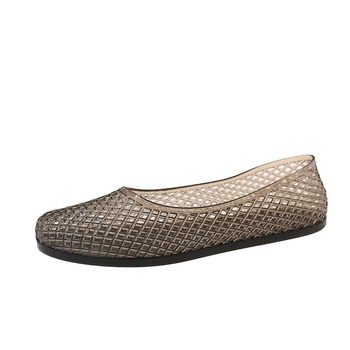 Női átlátszó PVC slip-on szandálok kivágott mintázattal, mindennapi lapos talppal
