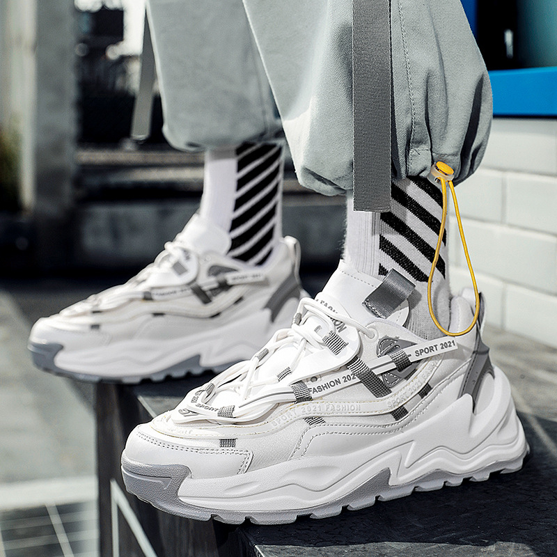 Férfi casual Dad Shoes - Európai divat hét inspirálta, légáteresztő hálózati felső, kerek orr, gumírozott talp