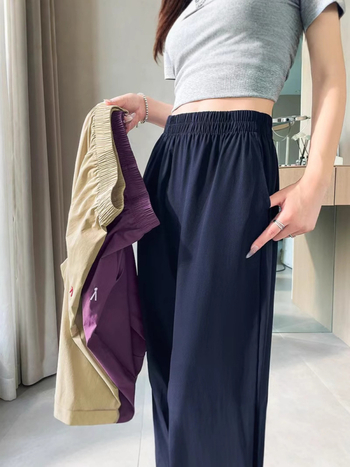 Ženske ljetne hlače od ice silk, brzo sušeće i prozračne, opuštenog kroja, cropped harém hlače, elastičan pojas, tanak materijal, plus veličina