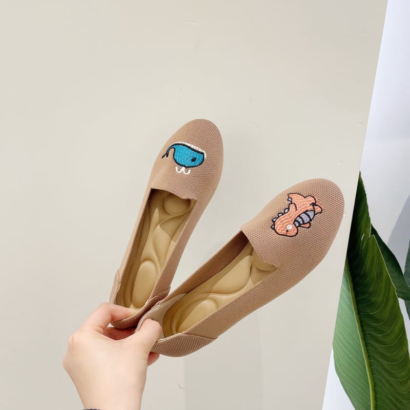 Női kerek orrú lapos talpú cipők Flyknit felsőrésszel, mindennapi japán stílus, plusz méret