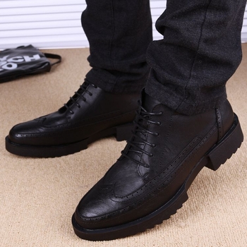 Muške kožne Brogue cipele s povećanjem visine, britski poslovno casual stil, prozračne za jesen