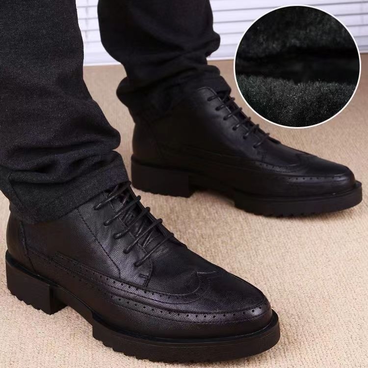Muške kožne Brogue cipele s povećanjem visine, britski poslovno casual stil, prozračne za jesen