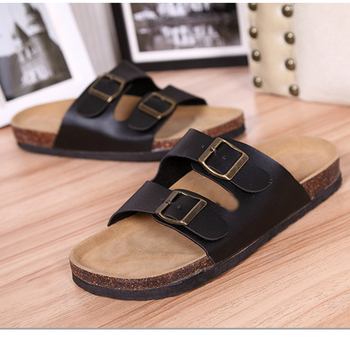Мъжки чехли в стил Birkenstock с две катарами, плоска мека подметка, ежедневни чехли