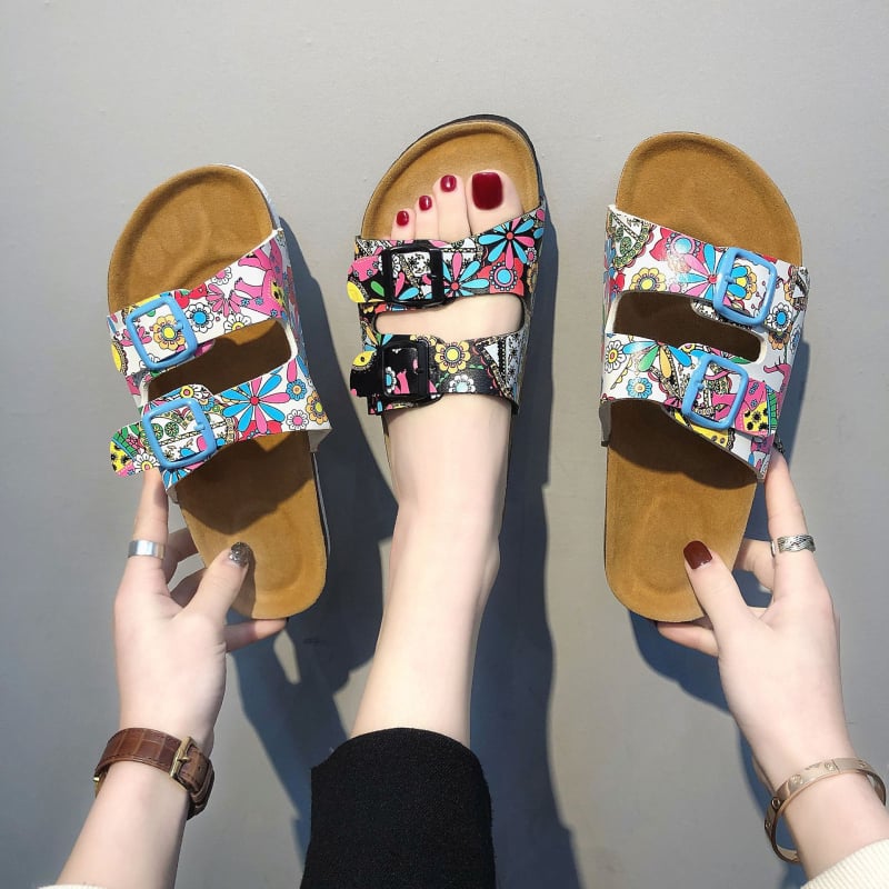 Мъжки чехли в стил Birkenstock с две катарами, плоска мека подметка, ежедневни чехли