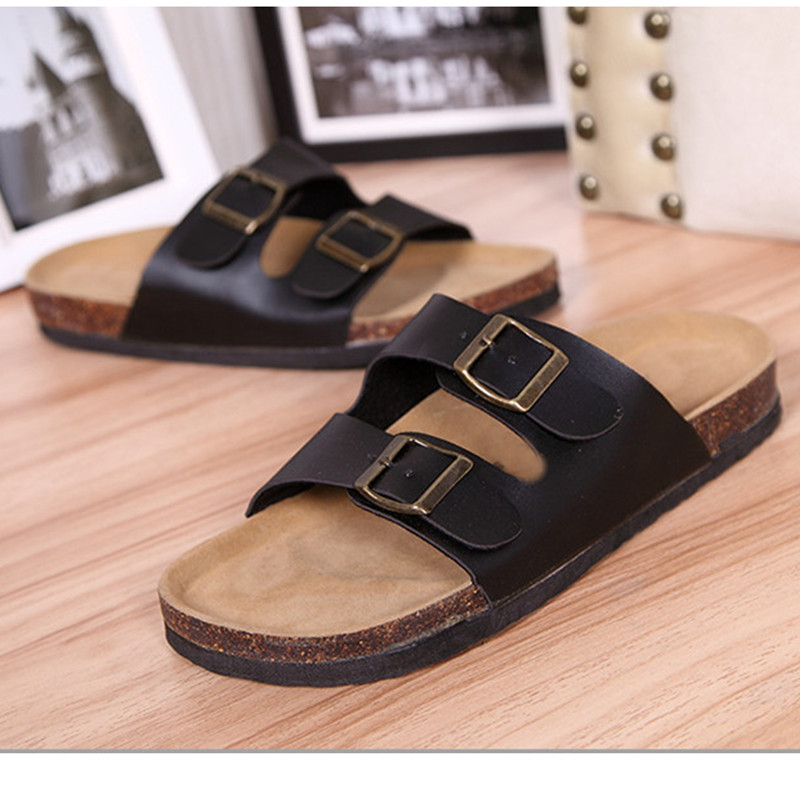 Мъжки чехли в стил Birkenstock с две катарами, плоска мека подметка, ежедневни чехли