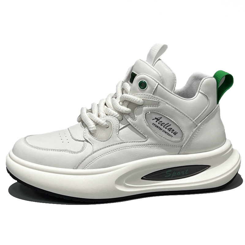 Pantofi sport de bărbați din piele, înalți, cu căptușeală din fleece, încălțăminte albă de iarnă, talpă ușoară din spumă
