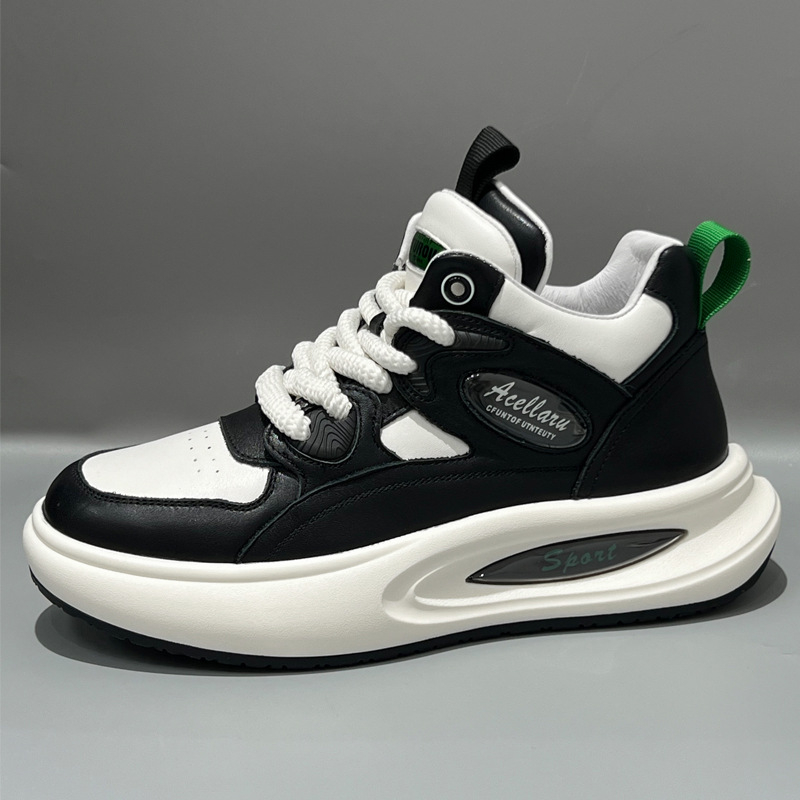 Pantofi sport de bărbați din piele, înalți, cu căptușeală din fleece, încălțăminte albă de iarnă, talpă ușoară din spumă