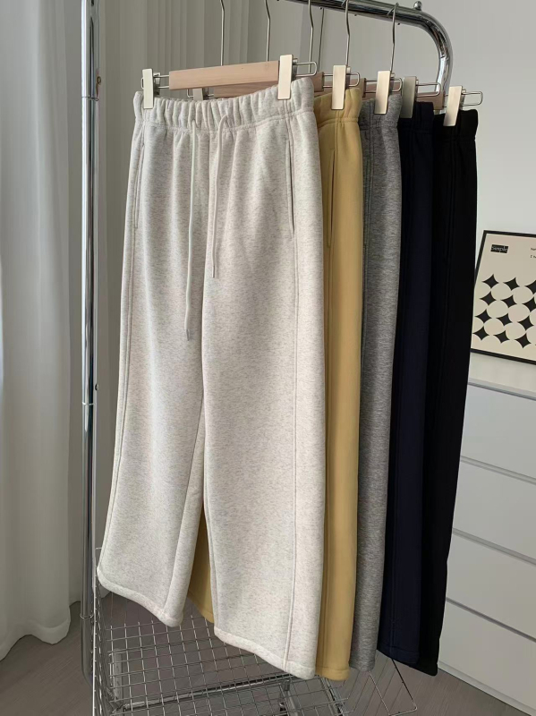 Ženske hlače casual s flecom, dvije mogućnosti nošenja, jesen-zima, ležerni ravni kroj s haremskim detaljima, debeli topli jogging hlače