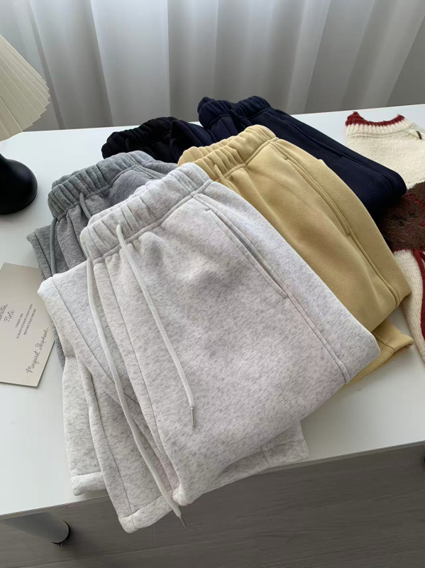 Ženske hlače casual s flecom, dvije mogućnosti nošenja, jesen-zima, ležerni ravni kroj s haremskim detaljima, debeli topli jogging hlače