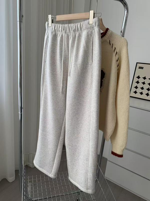 Ženske hlače casual s flecom, dvije mogućnosti nošenja, jesen-zima, ležerni ravni kroj s haremskim detaljima, debeli topli jogging hlače