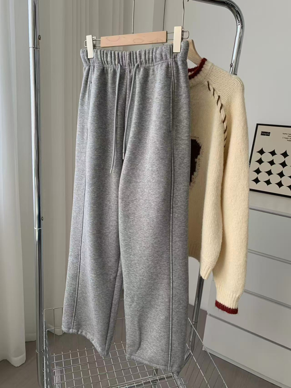 Ženske hlače casual s flecom, dvije mogućnosti nošenja, jesen-zima, ležerni ravni kroj s haremskim detaljima, debeli topli jogging hlače