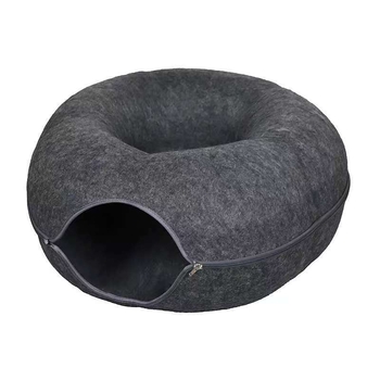 Cuib de pisică în formă de donut cu tunel, jucărie pentru toate anotimpurile, adăpost de iarnă confortabil