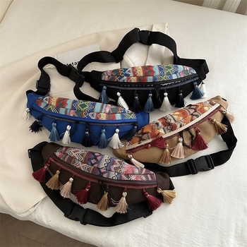 Ženska torba s etničkim stilom i resicama, crossbody torba velikog kapaciteta