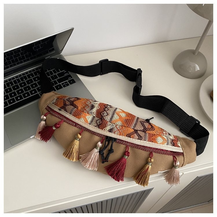 Ženska torba s etničkim stilom i resicama, crossbody torba velikog kapaciteta