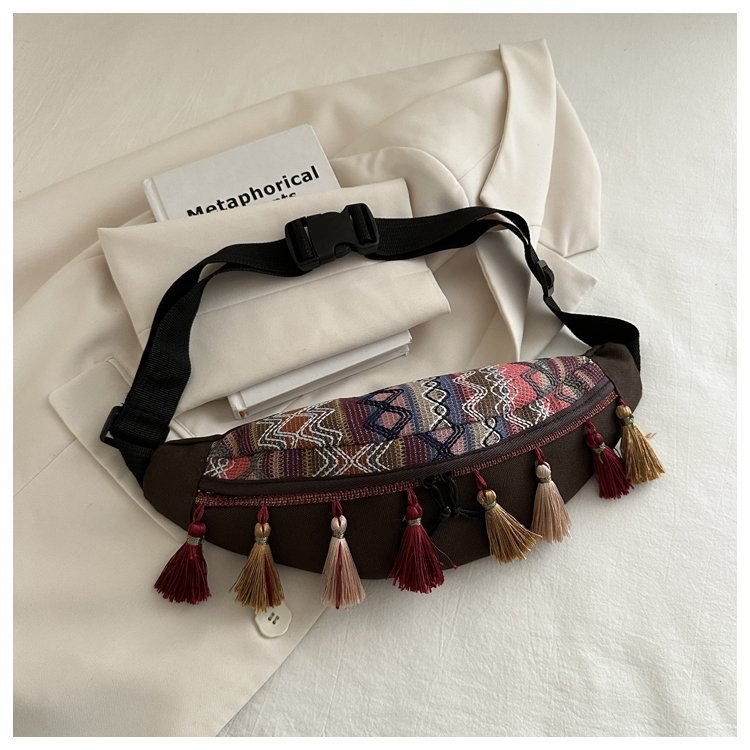 Ženska torba s etničkim stilom i resicama, crossbody torba velikog kapaciteta
