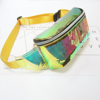 Ženska pojasna torba s holografskim laserskim učinkom, metalik-transparentan PVC, torba za plažu i vanjske sportove