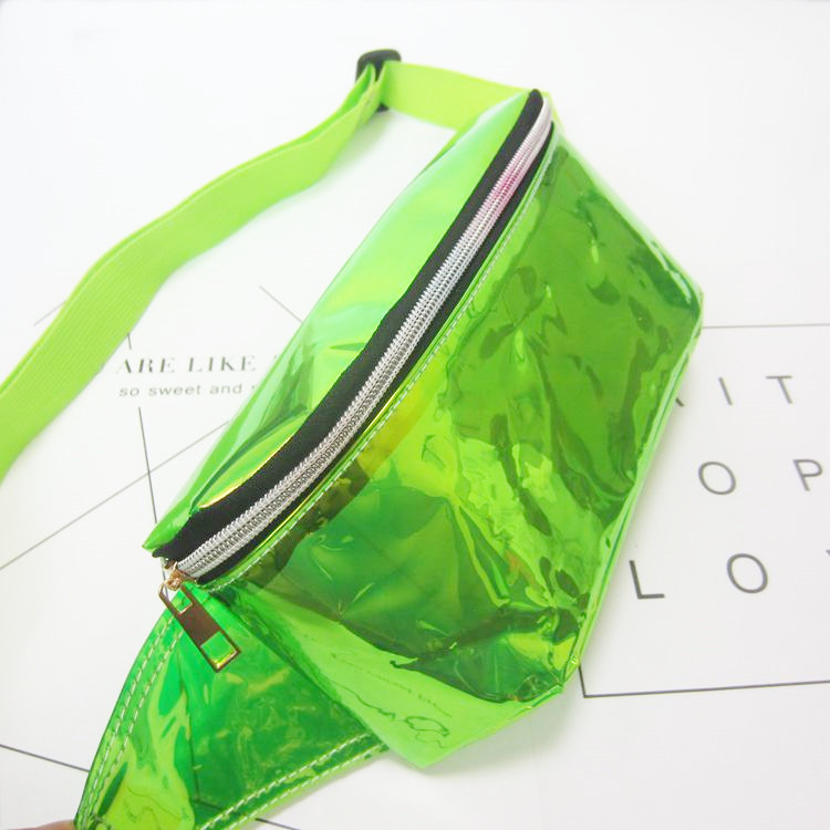 Ženska pojasna torba s holografskim laserskim učinkom, metalik-transparentan PVC, torba za plažu i vanjske sportove