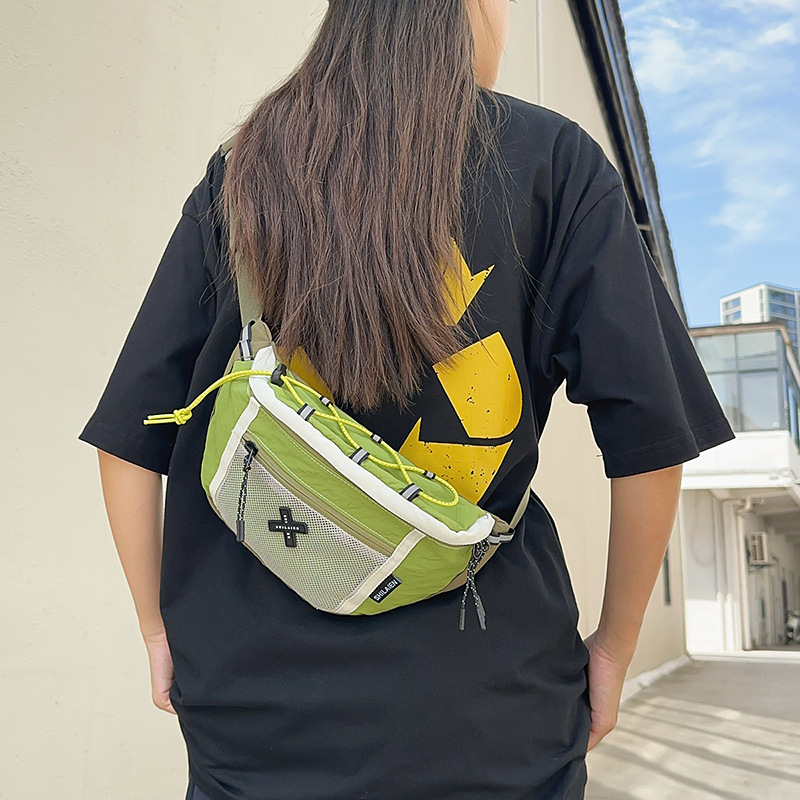 Najlon torbica za prsa s kontrastnim bojama, uličnog stila, crossbody torba za outdoor aktivnosti i vožnju biciklom