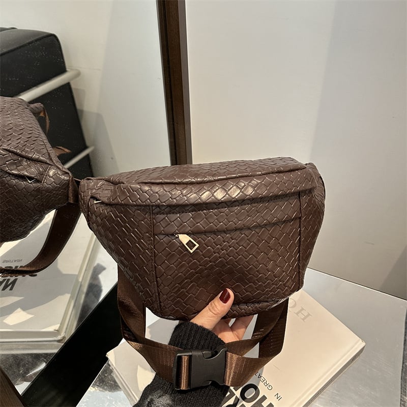 Ženska PU pletena torba oko struka, retro stil, gradski trend, proljeće 2025