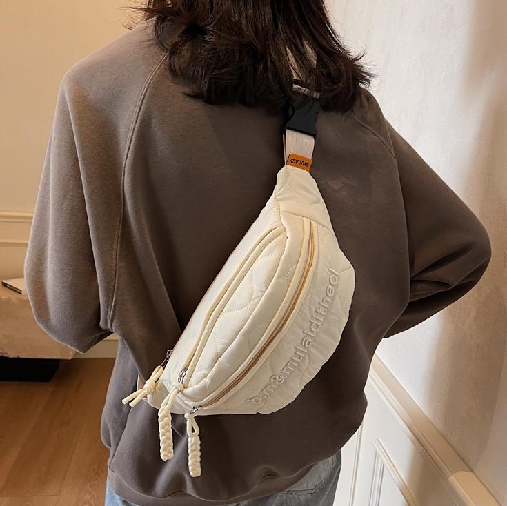 Ženska crossbody torbica s vezom, mala, zimska kolekcija 2024, nišni sportski stil, torba za prsa i struk.