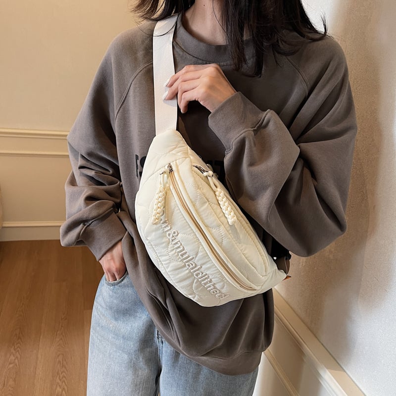 Ženska crossbody torbica s vezom, mala, zimska kolekcija 2024, nišni sportski stil, torba za prsa i struk.