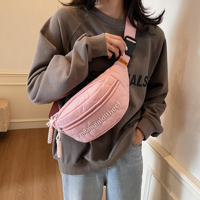 Ženska crossbody torbica s vezom, mala, zimska kolekcija 2024, nišni sportski stil, torba za prsa i struk.