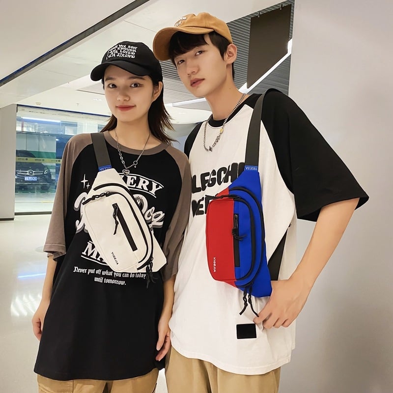 Japanski stil Harajuku sportska torba preko ramena, unisex, višestruka namjena, najlonska torba s kontrastnim šavovima